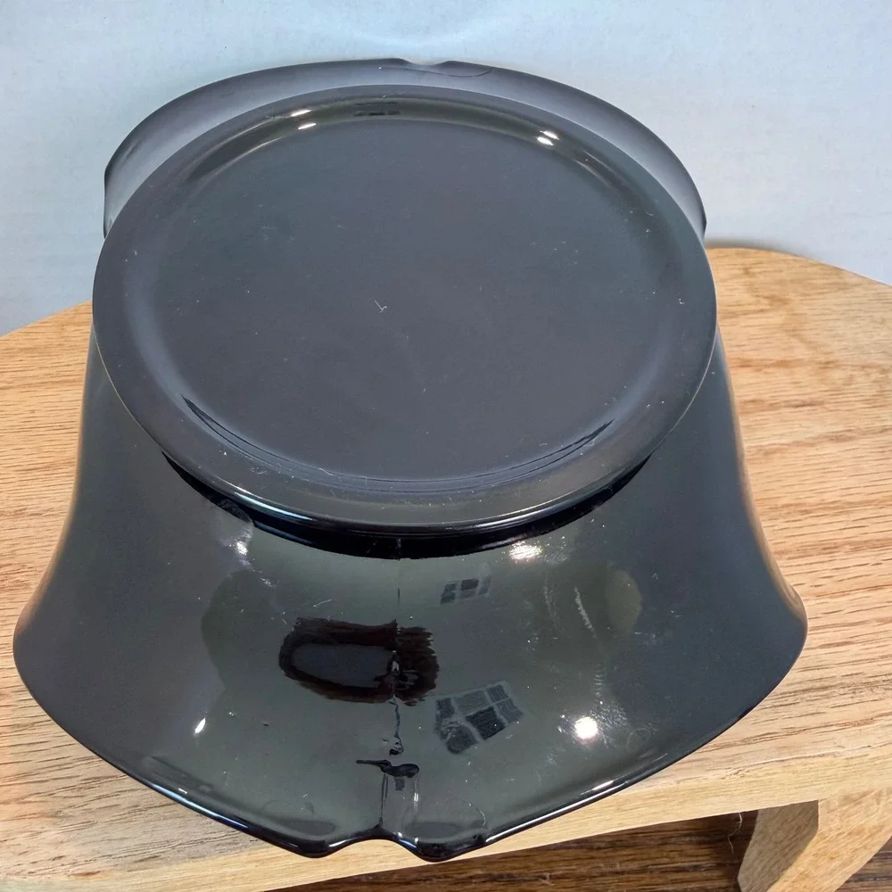 LE Smith Mt Pleasant Black Amethyst Glass Bon Bon Dish Vintage 2 Handle Tray